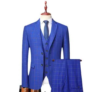 بوتيك (سترة + سترة + بنطلون) الرجال الايطالية نمط الأزياء الأعمال أنيقة شهم منقوشة ضئيلة فستان كاجوال 3-قطعة مجموعة