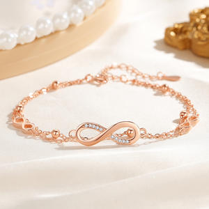 Bijoux fantaisie 925 Sterling Silver Zircon 8 chiffres Infinity <span class=keywords><strong>Symbol</strong></span> Chain Bracelet pour femme - Product Image 3