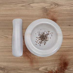 Batterie de cuisine moderne de qualité avec <span class=keywords><strong>mortier</strong></span> et pilon en granit marbré et outils à épices en boîte - Product Image 1