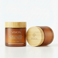 Emballage recyclé pour cosmétiques 50g 150g 250g 500g Pot en plastique pour beurre de karité avec couvercles en bambou pour gommage corporel