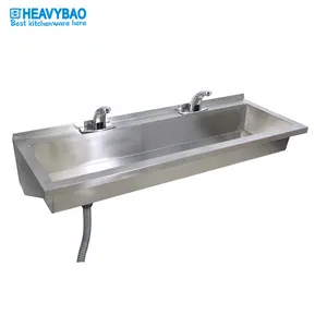Heavybao-lavabo portátil montado en la pared personalizado, lavamanos, manos libres, de acero inoxidable