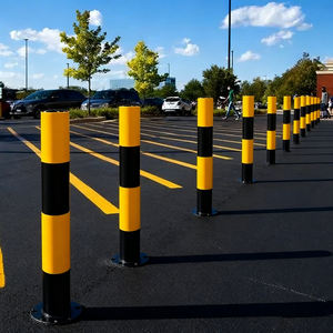 1000mm giallo e nero tubo di acciaio riflettente dissuasore Anti-collisione traffico Post di avvertimento visibile di notte - Product Image 1