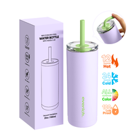 Vaso Térmico de Acero Inoxidable de 20 oz con Nuevo Diseño Everich para Exteriores y Vaso de 20 oz con Pajita Flexible de Silicona Suave