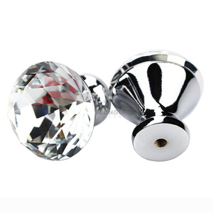 Núm Cửa Pha Lê Thủy Tinh Núm Kéo Tủ Hình Kim Cương Màu Vàng Bạc Trang Trí Hợp Kim Kẽm Tay Cầm Acrylic Cho Đồ Nội Thất - Product Image 1
