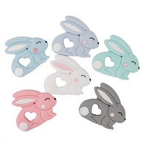 Soft and Cute Jade Rabbit <b>Silicone</b> Teether Baby Safe Teething <b>Stick</b> Gadget Grab-and-Bite Baby Food-Grade Biting Toy - Product Image 1
