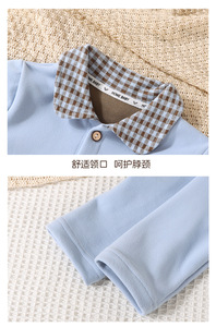 Pyjamas pour enfants pour l'automne et l'hiver nouveaux vêtements de maison à carreaux en <span class=keywords><strong>velours</strong></span> givré pour garçons et filles pour 0-9 ans ensemble deux pièces - Product Image 3