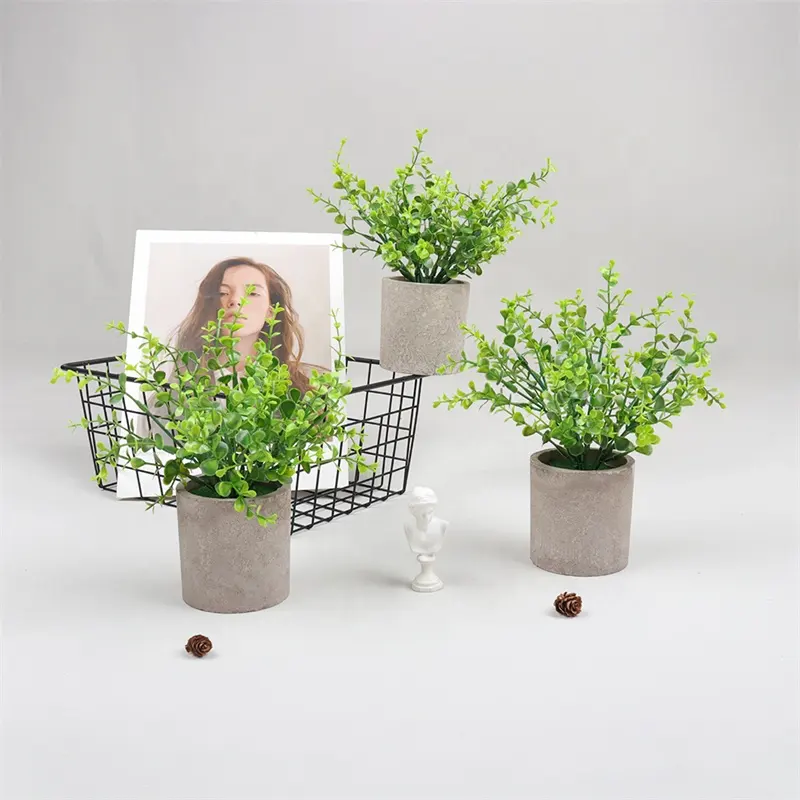 DS501 Fashion Simulation Outdoor Home Office Desktop Decoration Artificial Small Money Leaf Potted Plants With Pot