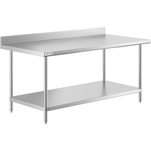 Banc de travail mobile robuste en acier inoxydable à 2 niveaux avec roulettes |   Équipement de cuisine commerciale pour restaurant, hôtel, cuisine domestique - Product Image 1