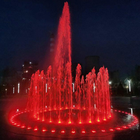 Fontaine de jardin moderne en acier inoxydable avec éclairage RGB programmable, colonnes d'eau synchronisées à la musique