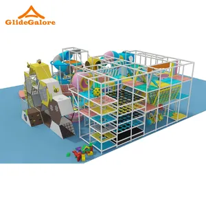 Custom Designed Macaron Color Building Block Toy Area Small Maze Challenge Themed Indoor Playground Commercial For Kids