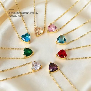 Collier Cœur Personnalisé avec Pierre <span class=keywords><strong>de</strong></span> Naissance, É<span class=keywords><strong>l</strong></span>égant Pendentif Cœur Plaqué <span class=keywords><strong>Or</strong></span> 18K pour Femme, Bijoux Personnalisés Directement <span class=keywords><strong>de</strong></span> <span class=keywords><strong>l</strong></span>'Usine - Product Image 1