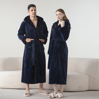 Peignoir de luxe thermique long pour homme et femme, grande taille, en jacquard double fil, à capuche, épais, pour automne et hiver