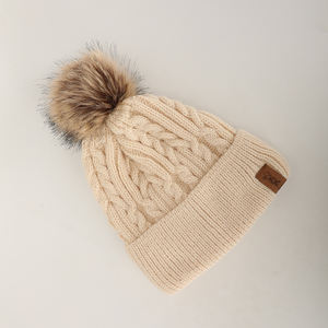 High Quality Custom Women's Winter Warm Soft Acrylic <strong>Pom</strong> <strong>Pom</strong> Hat Caps Thick Knit <strong>Beanie</strong> Printed Character Autumn Cuff <strong>Beanie</strong> - Product Image 3