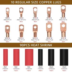 ขั้วต่อวงแหวนทองแดงบริสุทธิ์ 6-35 Awg พร้อมท่อหดความร้อน ชุด 150 ชิ้น สไตล์ยุโรป - Product Image 2