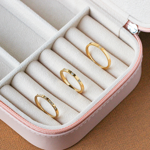 Non Tarnish Waterproof <strong>Jewelry</strong> Stackable Rings <strong>Stainless</strong> <strong>Steel</strong> <strong>Jewelry</strong> 18K Gold Plated Zircon Stacking Ring for Women YF2270 - Product Image 4