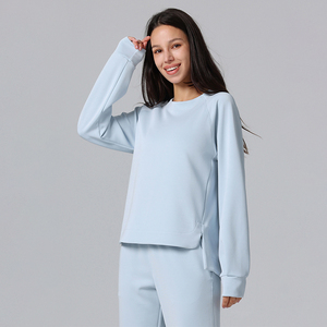 Da Jogging per il tempo libero personalizzato da donna a vita alta tuta da ginnastica a manica lunga pantaloni sportivi che corrono set di abbigliamento sportivo per il Fitness da donna - Product Image 3