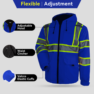 Veste de sécurité haute visibilité réfléchissante imperméable et coupe-vent bleu royal pour femmes SMASYS avec logo personnalisé pour le <span class=keywords><strong>travail</strong></span> nocturne en extérieur - Product Image 3