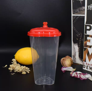 Venta al por mayor 500ml 700ml vasos transparentes de plástico desechables en forma de corazón con tapas de tapón de corazón para beber en frío té de burbujas Boba - Product Image 3