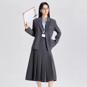 Women's Professional Suit Set Midi Skirt Blazer Office Lady Anti-Wrinkle <b>Work</b> Commuting - Product Image 4