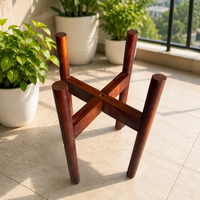Support de fleurs extensible d'intérieur, support simple pour pot de fleurs, support en bois de hêtre rouge foncé
