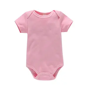 En gros onesie bébé vêtements barboteuse plaine personnalisé mignon impression à manches courtes coloré blanc 100% coton biologique bébé onesie