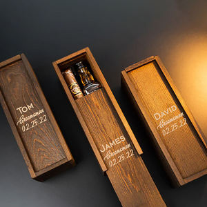 Portable Wooden Cigar <b>Box</b> Rectangular 6.35cm Engraved Solid Wood Packaging For <b>Groomsmen</b> Gift - Product Image 1