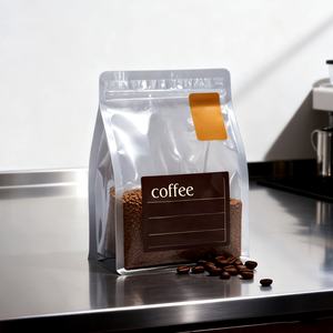 Customize Printing Logo <b>Clear</b> Stand up Pouch Packaging Transparent Food Coffee <b>Plastic</b> <b>Bag</b> with Valve and Zipper - Product Image 3