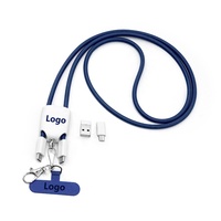 Cordón Antipérdida Trenzado 4 en 1, Cable de Carga Rápida Tipo-C, Cable de Datos para Regalo Empresarial, Funda para Teléfono Móvil