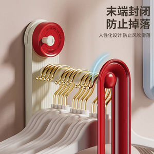 Double Layer Extendable <b>Clothes</b> Hanger Storage <b>Rack</b> Wall Mounted Adjustable For Balcony Home Use Suction Cup Design - Product Image 4