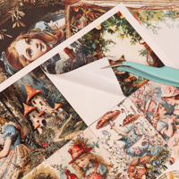 JAI IMAN 12 feuilles de papier A5 et 40 autocollants Wonderland Junk Journal Set Décoration Scrapbooking Fournitures