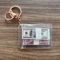 Porte-clés de billets de banque simulés avec pendentif TWD KRW USD et GBP Porte-clés en métal avec barre d'or