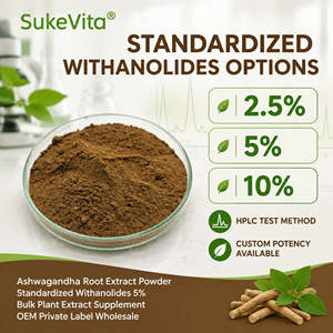 Ashwagandha-Wurzelextrakt-Pulver Standardisierte Withanolide 5% Großhandel Pflanzenextrakt-Nahrungsergänzungsmittel OEM Private Label - Product Image 2