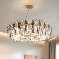 KangDuo Suspension LED Moderne Luxe Léger en Fer Chromé et Cristal, Intensité Variable, Compatible CA, pour Chambre à Coucher, Intérieur