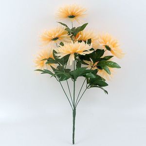 Proveedores de Yiwu barato 7 cabezas Flor de seda falsa decoración tumba crisantemo flores artificiales ramo para funeral - Product Image 6