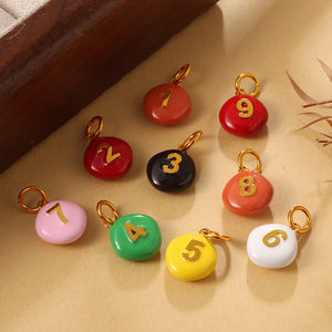 Breloques numérotées 0-9 en émail coloré, pendentifs en acier inoxydable, accessoires de bricolage de niche pour bracelets et colliers pour femmes - Vente chaude - Product Image 2