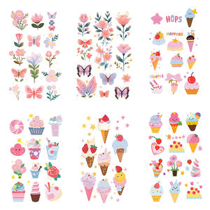 1 Set <span class=keywords><strong>de</strong></span> 6 Feuilles <span class=keywords><strong>de</strong></span> <span class=keywords><strong>Tatouages</strong></span> Temporaires Colorés à Paillettes Autocollant Mignon Dessert et Fleur <span class=keywords><strong>de</strong></span> Dessin Animé Tatouage Imperméable pour Visage Bras Jambe - Product Image 6