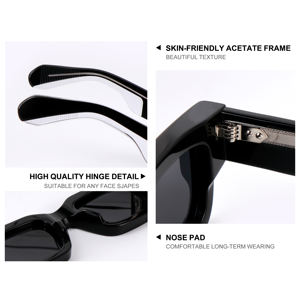 Kacamata hitam asetat terpolarisasi pria wanita kualitas tinggi kacamata hitam TAC persegi panjang bingkai persegi tebal mewah Logo kustom - Product Image 3