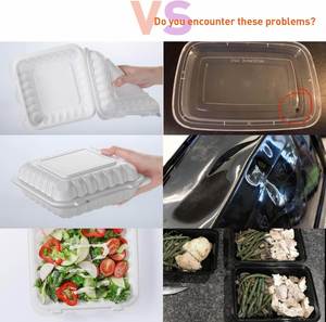 Cajas de comida biodegradables para llevar, aptas para microondas, de 9x9 pulgadas, al por mayor. - Product Image 4