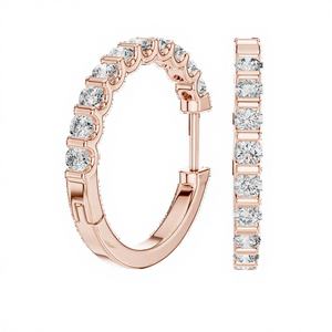 ต่างหูมอสซาไนต์ทรงกลมเจียระไนแบบบริลเลียนท์ ทองคำ 18K โรสโกลด์ พร้อมใบรับรอง IGI เครื่องประดับหรูหราสำหรับผู้หญิง เหมาะสำหรับเป็นของขวัญในโอกาสครบรอบหรืองานปาร์ตี้ - Product Image 1