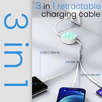 HYTO Câble de chargeur multi-données 3 en 1 Logo personnalisé 66w TPE rétractable Mirco Charge rapide Câble Usb vers Type C pour la promotion
