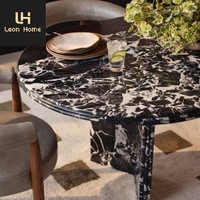 Table à manger en marbre cannelé ovale, mobilier de villa sur mesure, table à manger en pierre, fabrication sur mesure