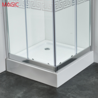 Cabine de douche à cadre en aluminium, porte coulissante en verre trempé, poulie en acier inoxydable, style moderne minimaliste européen pour salle de bain