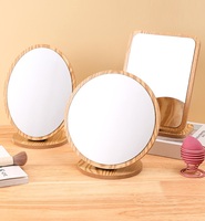 Prix d'usine Vente en gros Miroir de table de bureau Miroir de maquillage pliable avec cadre en bambou pour salon