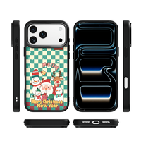 Coque de téléphone AG Feeling Black Edge avec dorure Noël Famille pour iPhone 17, 17 Pro Max, 16 Pro, 15, 15 Pro Max, 15 Pro, 14 Pro Max – Coque magnétique