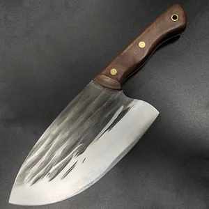 MCD248 Forged Blade Butcher Knife 8 inch Slicing Knife Full Tang Rivets Mahogany Wood Handle Sharp Chopping Knife For Meat