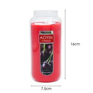 big glass candle red wax with essence long time burning