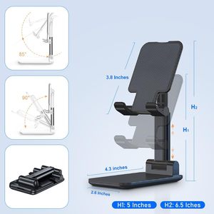 Soporte portátil para teléfono y tableta, soporte ajustable en ángulo y altura para teléfono celular, soporte para teléfono para escritorio - Product Image 2