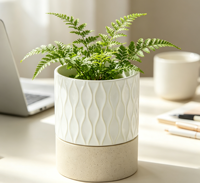 Pot de fleurs en porcelaine auto-arrosant avec trou de drainage, réservoir d'eau, durable, écologique, design moderne pour plantes d'intérieur, 4,5 pouces