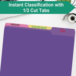Màu tím thư mục A4 tài liệu văn phòng thư mục 1/3 cắt Tab phân loại thư mục bền PP chất liệu - Product Image 5
