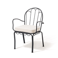 Fauteuil moderne gris anthracite de style français en acier inoxydable à dossier ondulé et assise à lattes verticales pour salon extérieur